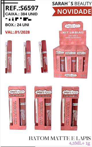 Lapis labial e batom liquido matte c/24pcs SARAHS