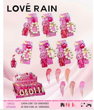 Lip gloss com chaveiro c/24pcs LOVE RAIN