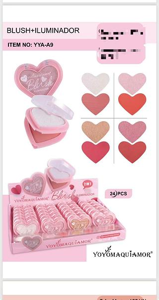 Blush+iluminador /24pcs Yoyo maquiamor