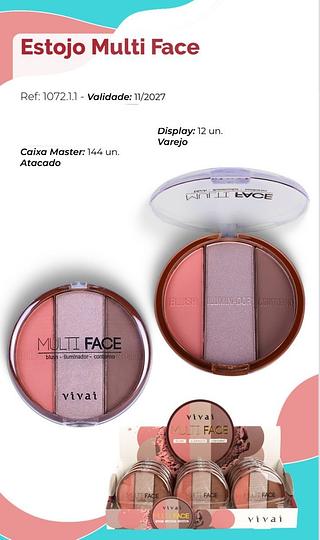 Iluminador Blush Contorno C/12pçs Vivai