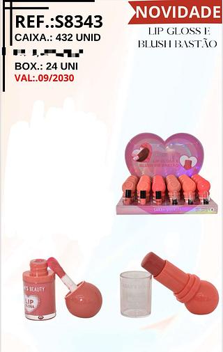 Lip Gloss e Blush em Bastão c/24pçs Sarah´s Beauty