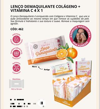 Lenço Demaquilante Colágeno + Vitamina C c/12pçs Mia Make