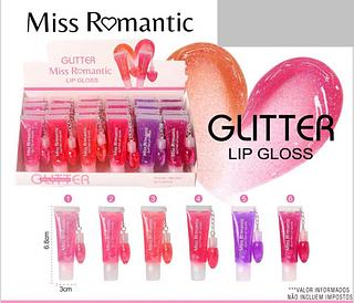 Lip gloss glitter /24pcs MISS ROMANTIC