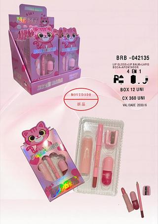 Lip Gloss + Lip Balm + Lápis Labial com Apontador c/12pçs Bobbi Rara