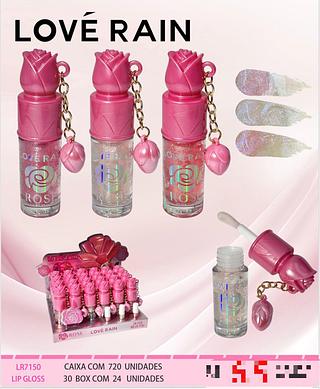 Lip Gloss com Pingente c/24pçs Love Rain