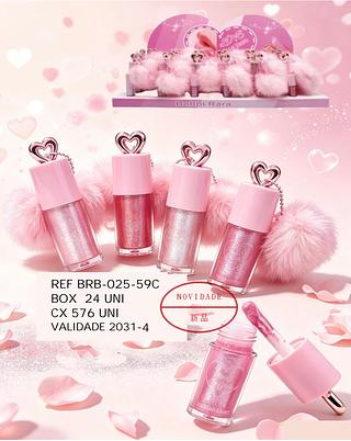 Lip Gloss Pompom de Coração c/24pçs Bobbi Rara