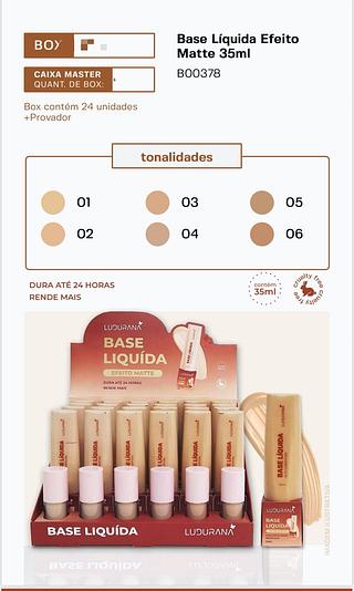 Base Liíuida Efeito Matte 35ml /24pçs Ludurana