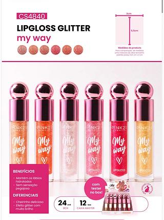 Lip gloss glitter my way c/24pcs (CS4840) PINK21