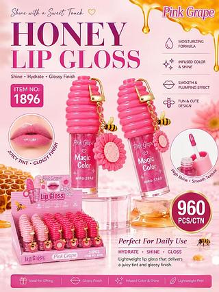 Lip gloss honey /24pcs Pink grape
