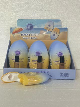 Base Liquida SPF 30+ COR ESCURO c/12pcs Sarah's