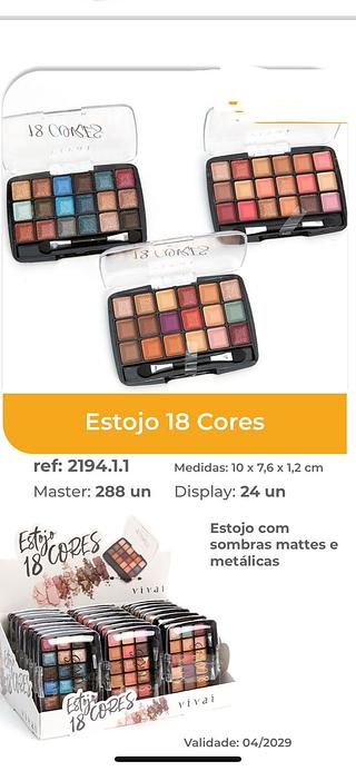 Paleta de Sombras 18cores /24pcs VIVAI