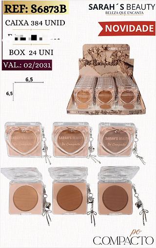 Po compacto escuro c/24pcs Sarah´s Beauty