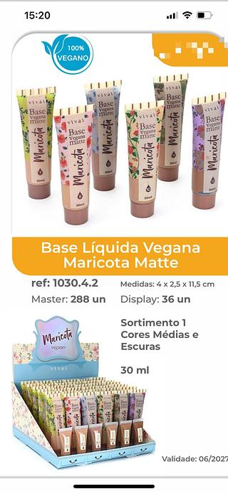 Base Liquida Vegana Maricota Matte/ 36pçs escuro (1030.4.2) Vivai