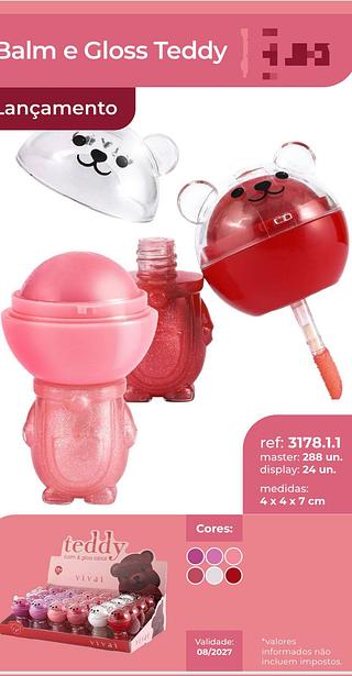 Balm e Gloss Teddy c/24pcs VIVAI