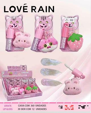 Lip gloss com chaveiroo c/12pcs LOVE RAIN