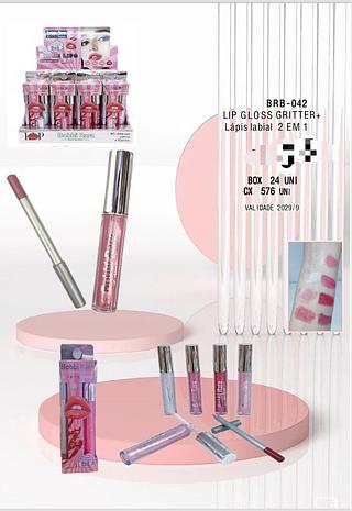 Lip Gloss Glitter e Lapis Labial 2em1 c/24pcs BOBBI RARA