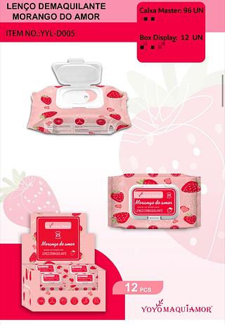 Lenço Demaquilante Morango c/12pçs Yoyo Maquiagem