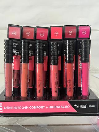 Batom liquido Love 24hrs confort+hidratação/ 48UNID Maxlove (740-745)