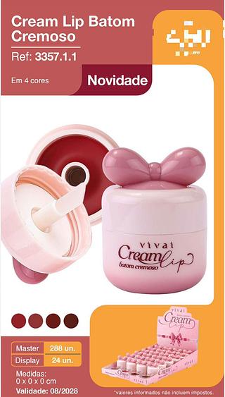 Creme Lip Batom Cremoso c/24pçs Vivai