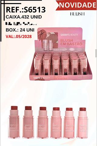 Blush em Bastão c/24pçs Sarah´s Beauty