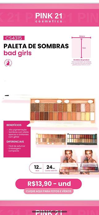 Paleta de Sombras Bad Girls/ 12pçs (CS4315A) Pink21