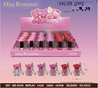 Lip Gloss (Ursinho com Chaveiro) c/24pçs Miss Romantic