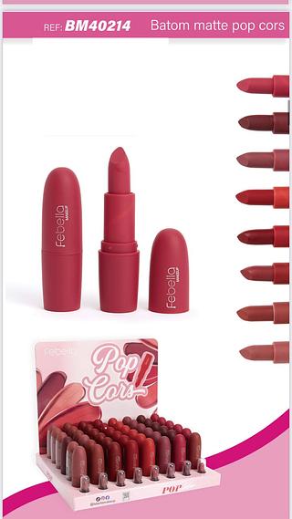 Batom matte pop cors/ 48pçs (BM40214) Febella
