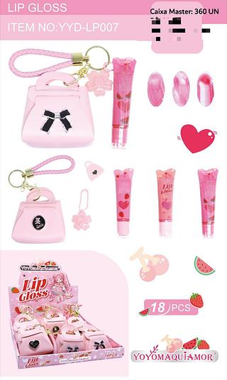 Lip Gloss com Bolsa c/18pçs Yoyo Maquiagem
