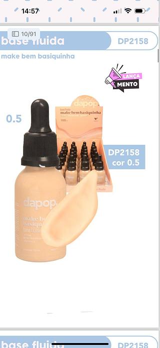 Base Fluída make bem basiquinha cor:0.50/ 24pçs (DP2158-0.50) Dapop
