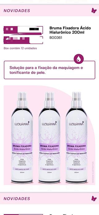Bruma fixador acido hialuronico 200ml c/12pcs LUDURANA