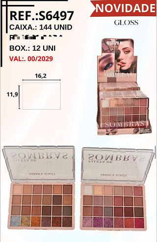 Paleta de Sombras c/12pçs Sarah´s Beauty