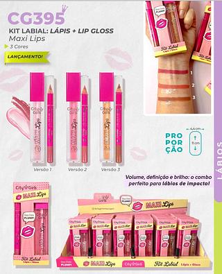 Kit: Lápis Labial + Lip Gloss /24pçs City Girls