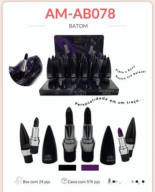 Batom preto e roxo c/24pcs AMOR ANJO