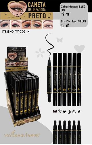 Caneta delineador preto c/48pcs YOYO MAQUIAMOR