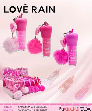 Lip gloss com chaveiro /24pcs Love Rain