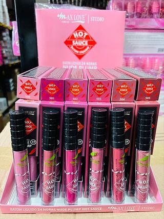Batom liquido 24h nude hot sauce (500-505) /48pcs MAX LOVE