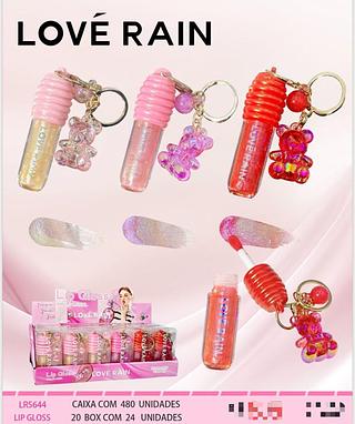 Lip Gloss com Pingente de Urso c/24pçs Love Rain