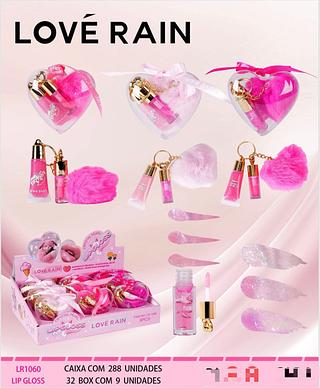 Kit lip gloss c/9pcs LOVE RAIN