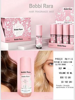 Perfume de cabelo com glitter Arabe Volume 90ml C/12pcs BOBBI RARA