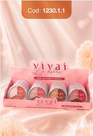 Trio blush iluminador e contorno c/24pcs VIVAI