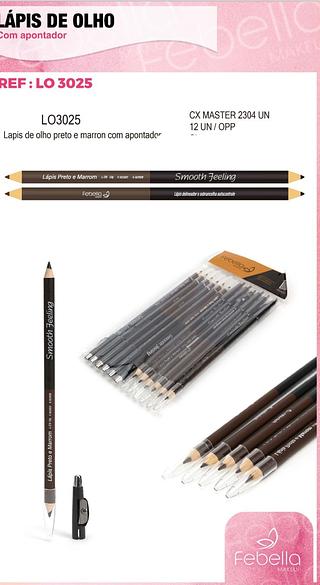 Lapis de olho duo com apontador cor:Marrom e Preto/ 12pçs (LO3025) Febella