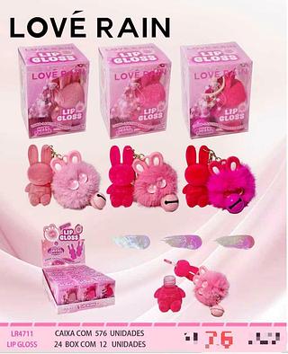 Lip gloss com chaveiro c/12pcs LOVE RAIN