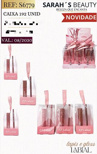 Lapis e gloss labial c/12pcs Sarah´s Beauty