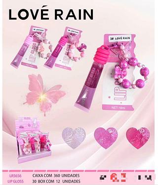Lip gloss com chaveiro c/12pcs LOVE RAIN