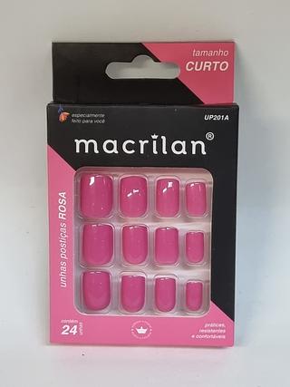 Unha Postiças Rosa Curta C/12pcs Macrilan