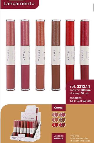 Duo batom e gloss vai na bolsa /36pcs Vivai