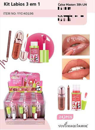 Kit labios 3 em 1 C/24Ppcs YOYO MAQUIAMOR