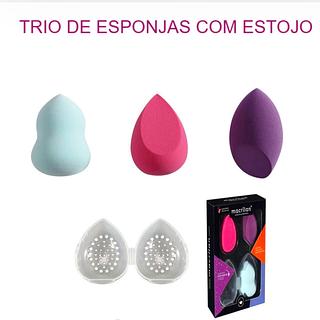 Trio de esponjas com estojo c/12pcs MACRILAN
