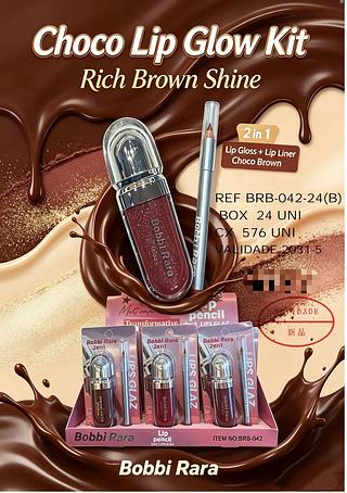 Gloss +lapis labial marrom chocolate /24pcs BOBBI RARA