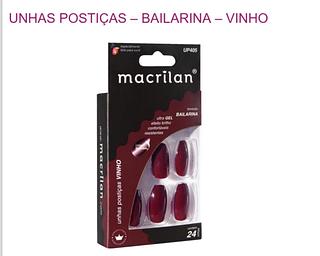 Unhas Posticas -bailarina-vinho /12un (up405）